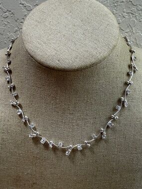 Monet Silver Crystal Vine Necklace
